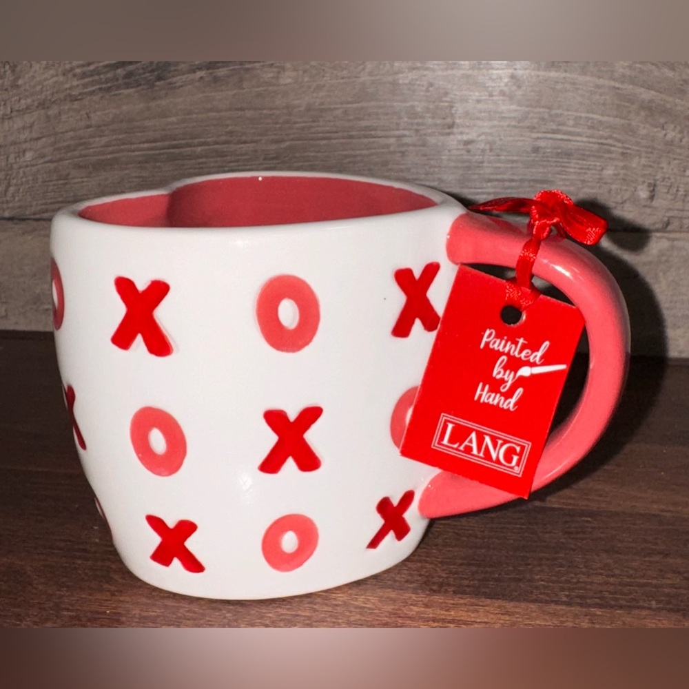 Heart shaped XOXO Painted by Ceramic Hand Mug by Lang - NEW